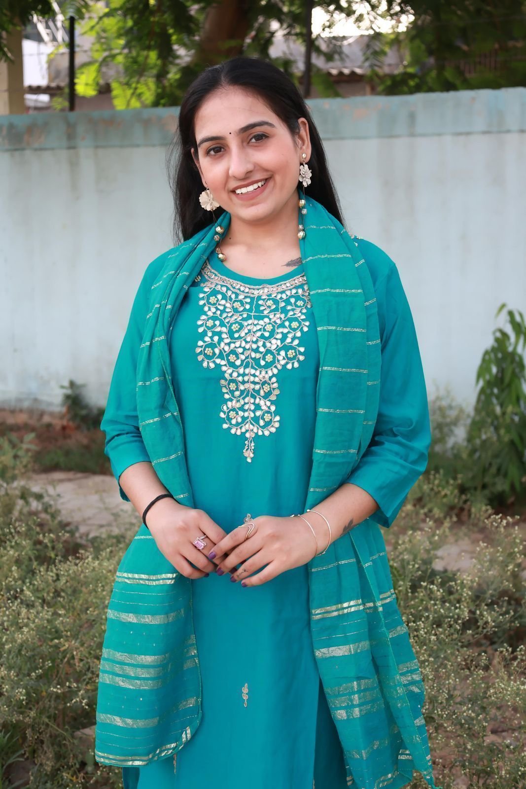 Roman Modal Silk Kurti Set with Jacquard Dupatta